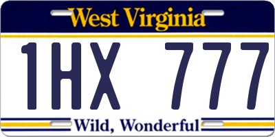 WV license plate 1HX777