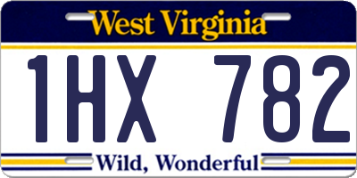 WV license plate 1HX782