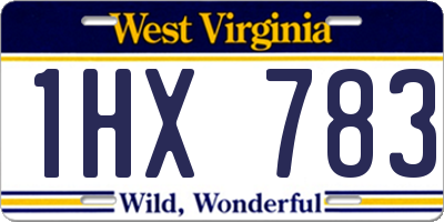 WV license plate 1HX783