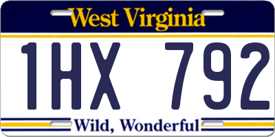 WV license plate 1HX792
