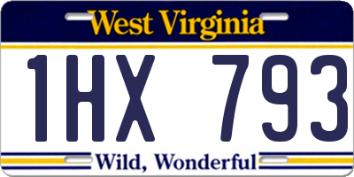 WV license plate 1HX793