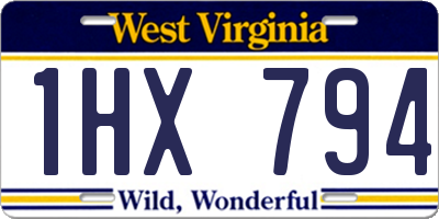WV license plate 1HX794