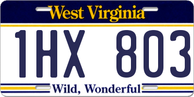 WV license plate 1HX803