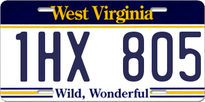 WV license plate 1HX805