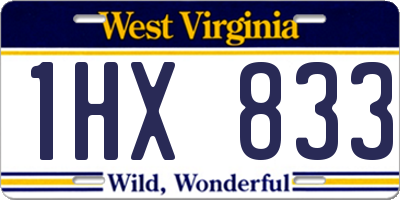 WV license plate 1HX833