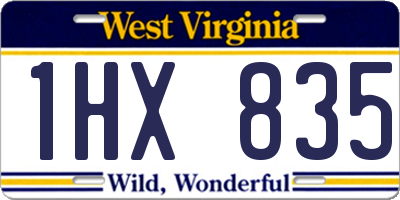 WV license plate 1HX835