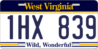 WV license plate 1HX839