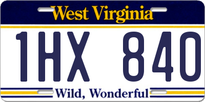 WV license plate 1HX840