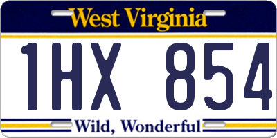 WV license plate 1HX854