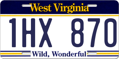 WV license plate 1HX870