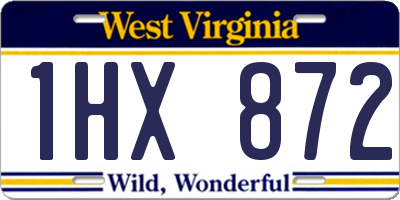 WV license plate 1HX872