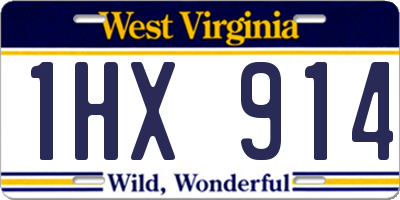 WV license plate 1HX914