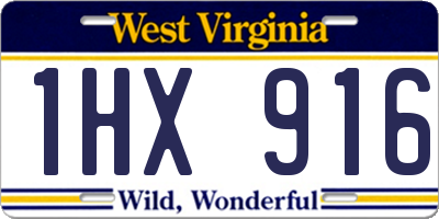 WV license plate 1HX916