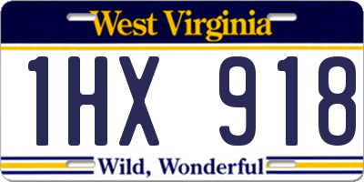 WV license plate 1HX918