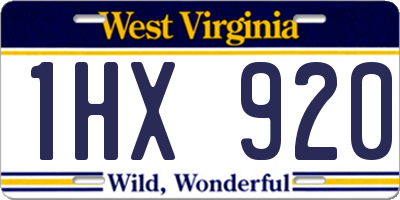 WV license plate 1HX920
