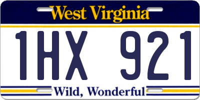 WV license plate 1HX921