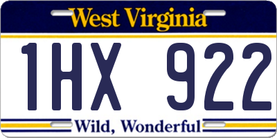 WV license plate 1HX922