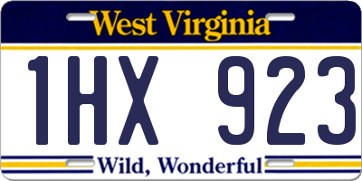 WV license plate 1HX923