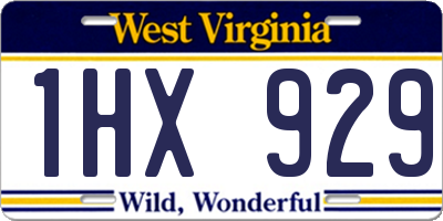 WV license plate 1HX929
