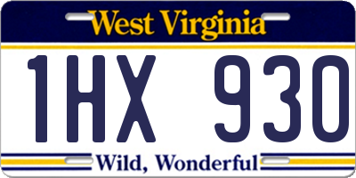 WV license plate 1HX930