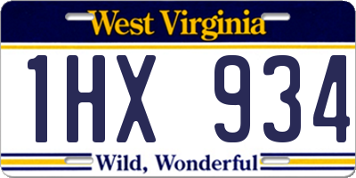 WV license plate 1HX934