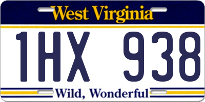 WV license plate 1HX938