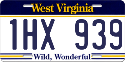 WV license plate 1HX939