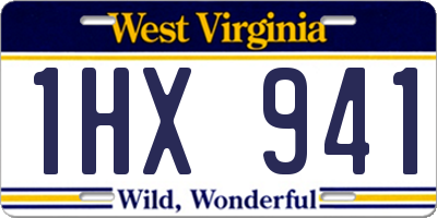 WV license plate 1HX941