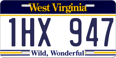 WV license plate 1HX947