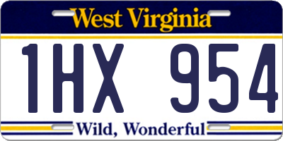 WV license plate 1HX954