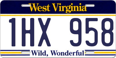 WV license plate 1HX958