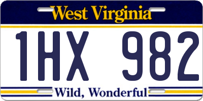 WV license plate 1HX982