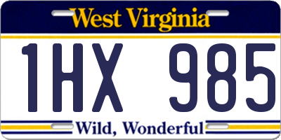 WV license plate 1HX985