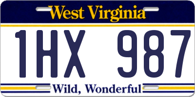 WV license plate 1HX987