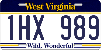 WV license plate 1HX989