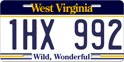WV license plate 1HX992