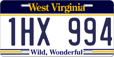 WV license plate 1HX994