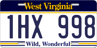 WV license plate 1HX998