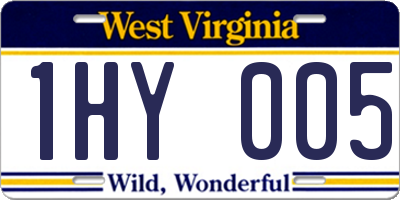 WV license plate 1HY005
