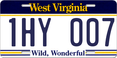 WV license plate 1HY007