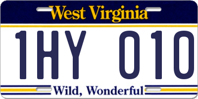 WV license plate 1HY010