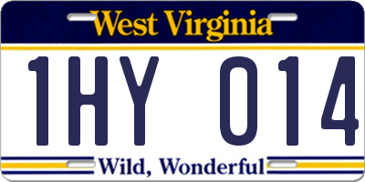 WV license plate 1HY014