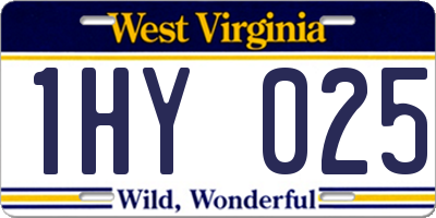 WV license plate 1HY025