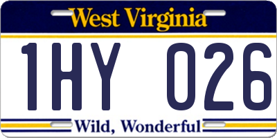 WV license plate 1HY026