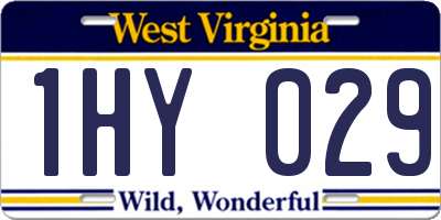 WV license plate 1HY029