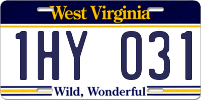 WV license plate 1HY031