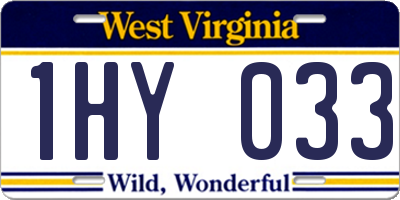 WV license plate 1HY033