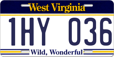 WV license plate 1HY036