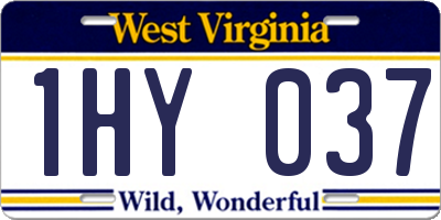 WV license plate 1HY037