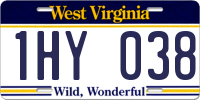 WV license plate 1HY038